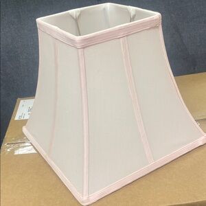 Pottery Barn Kids Square Tapered Lamp Shade in Soft Pink Trim